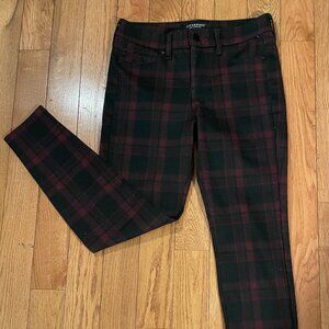 Liverpool Los Angeles burgundy & black plaid women's skinny pants size 4 P